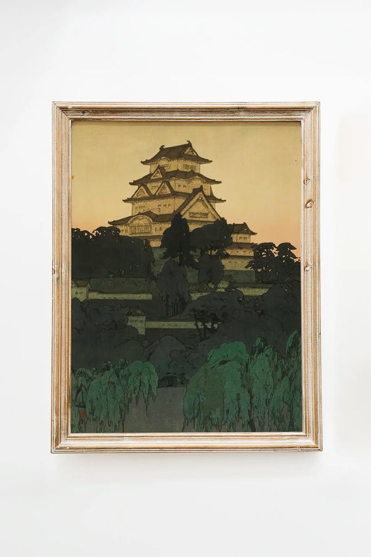 Hiroshi Yoshida - Himeji Castle - Evening, Taisho era #209 a beautiful painting reproduction by GalleryInk.Art