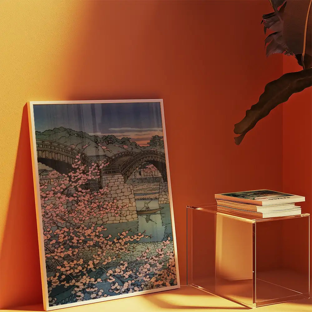 Spring Evening at Kintai Bridge by Hasui Kawase - Art Print Mockup 3