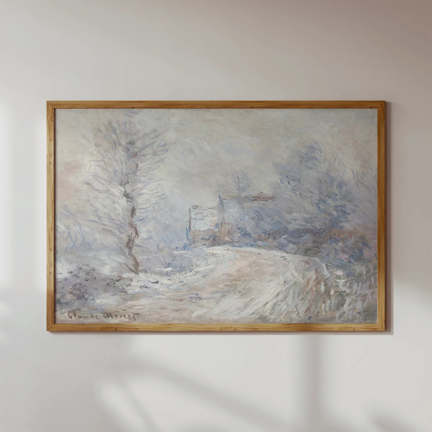 Claude Monet - L’entrée de Giverny sous la neige #144 a beautiful painting reproduction by GalleryInk.Art