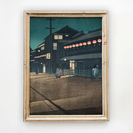 Hasui Kawase - Evening at Soemoncho, Osaka #31 a beautiful painting reproduction by GalleryInk.Art