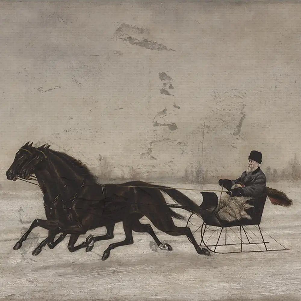 David Marsh in Horse Drawn Sleigh in a Winter Landscape by Peter B. West - Final Mockup Example