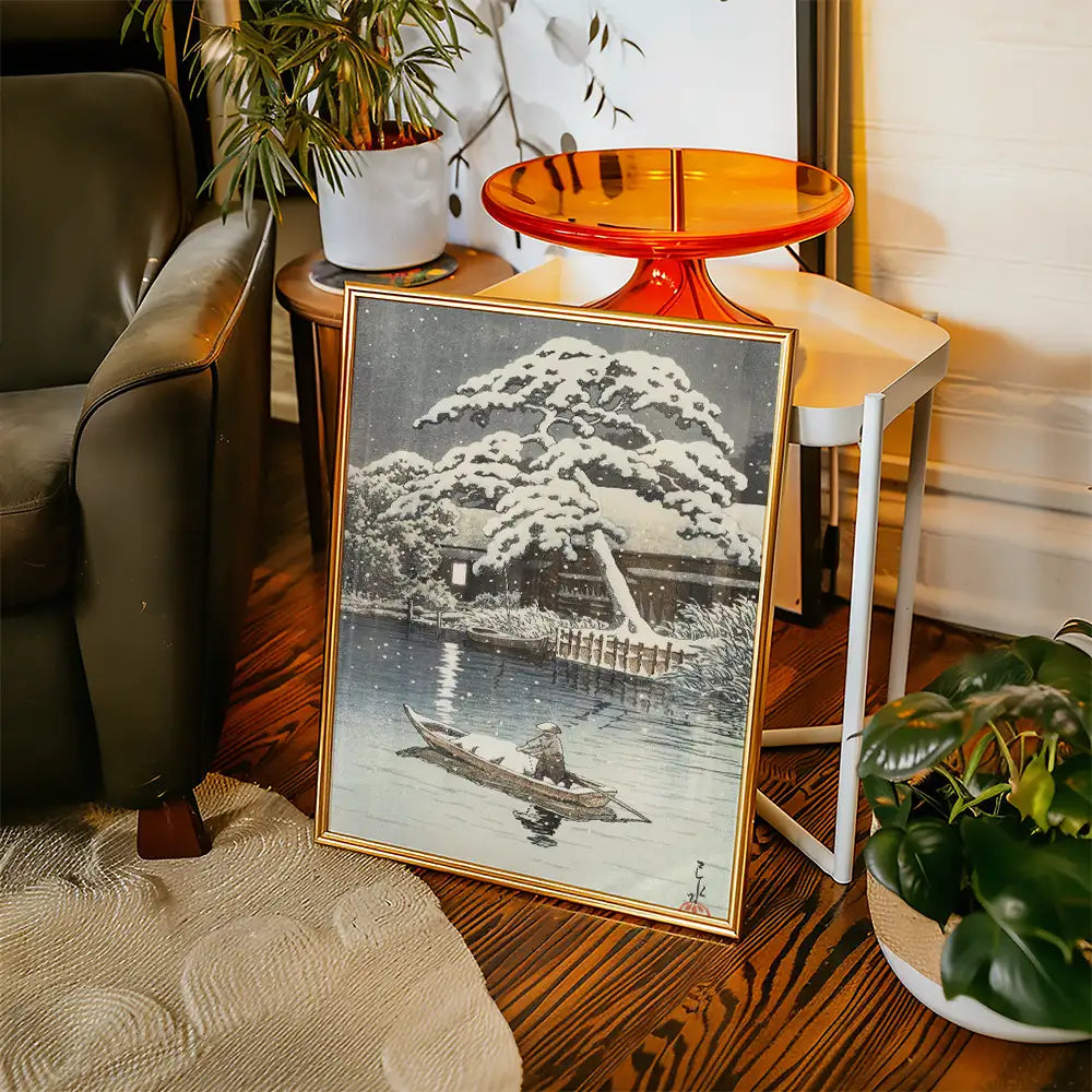 Snow at Funabori by Hasui Kawase - Art Print Mockup 2