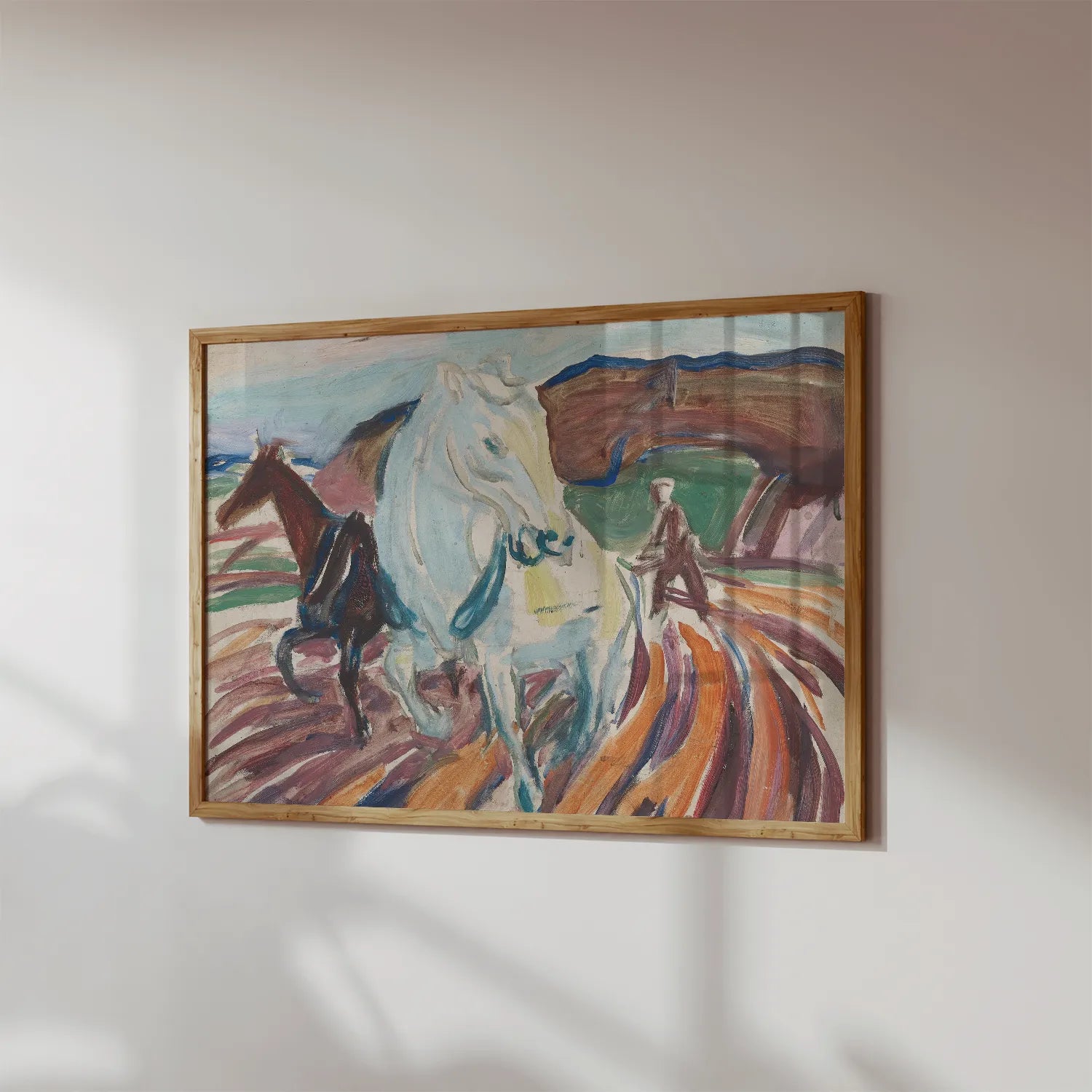 Edvard Munch - Horses Ploughing #69 a beautiful painting reproduction by GalleryInk.Art