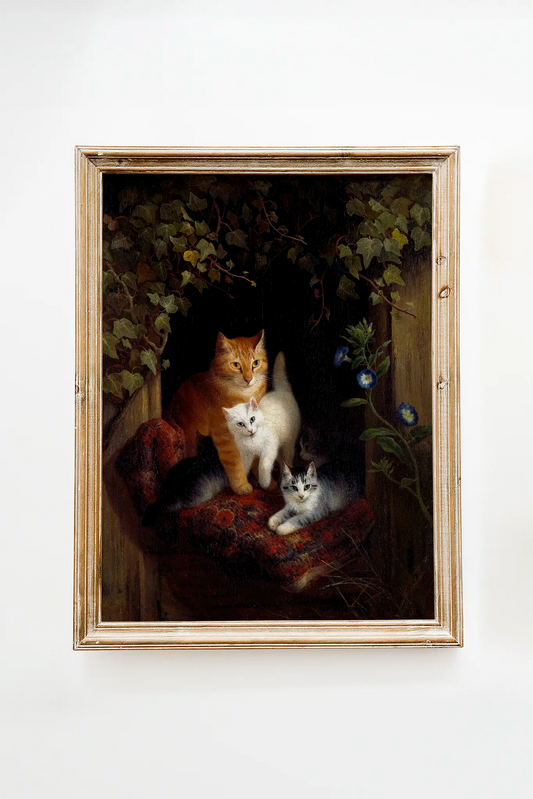 Cat with Kittens (1844) - Henriëtte Ronner-Knip #204 a beautiful painting reproduction by GalleryInk.Art