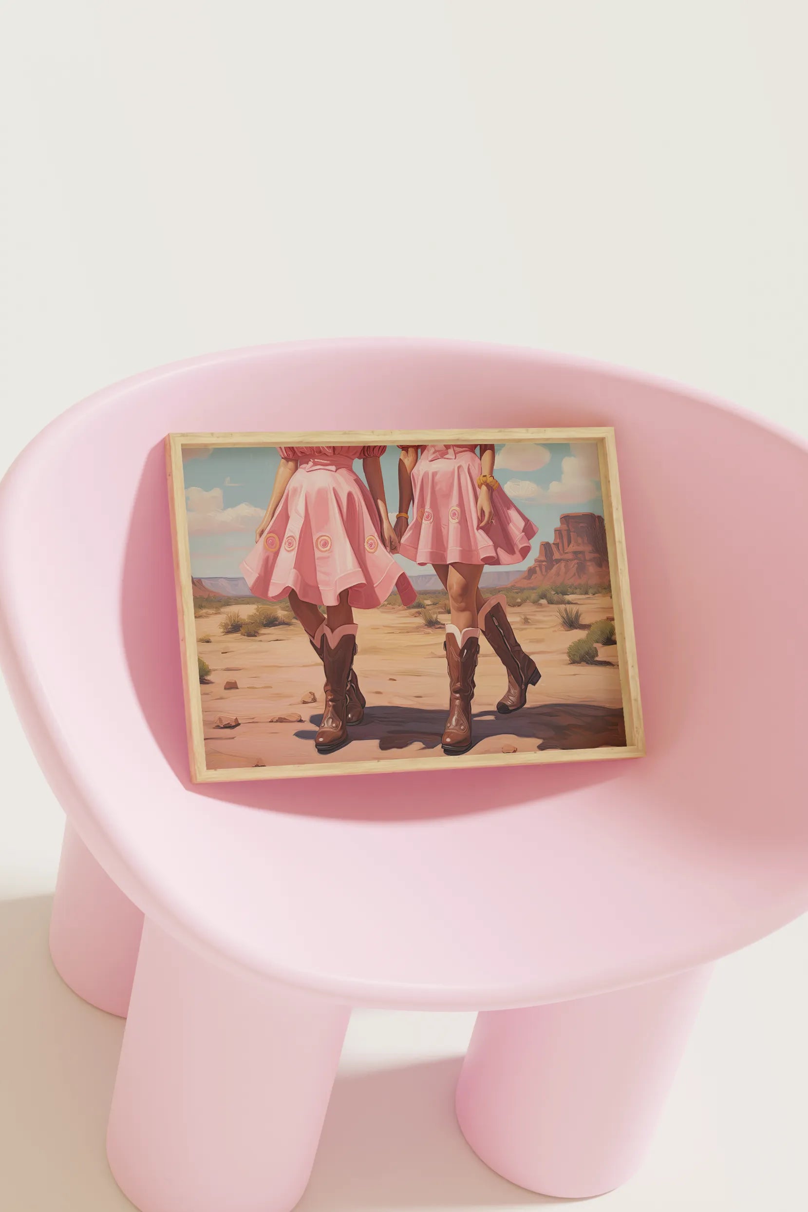 Pastel pink cowgirl painting