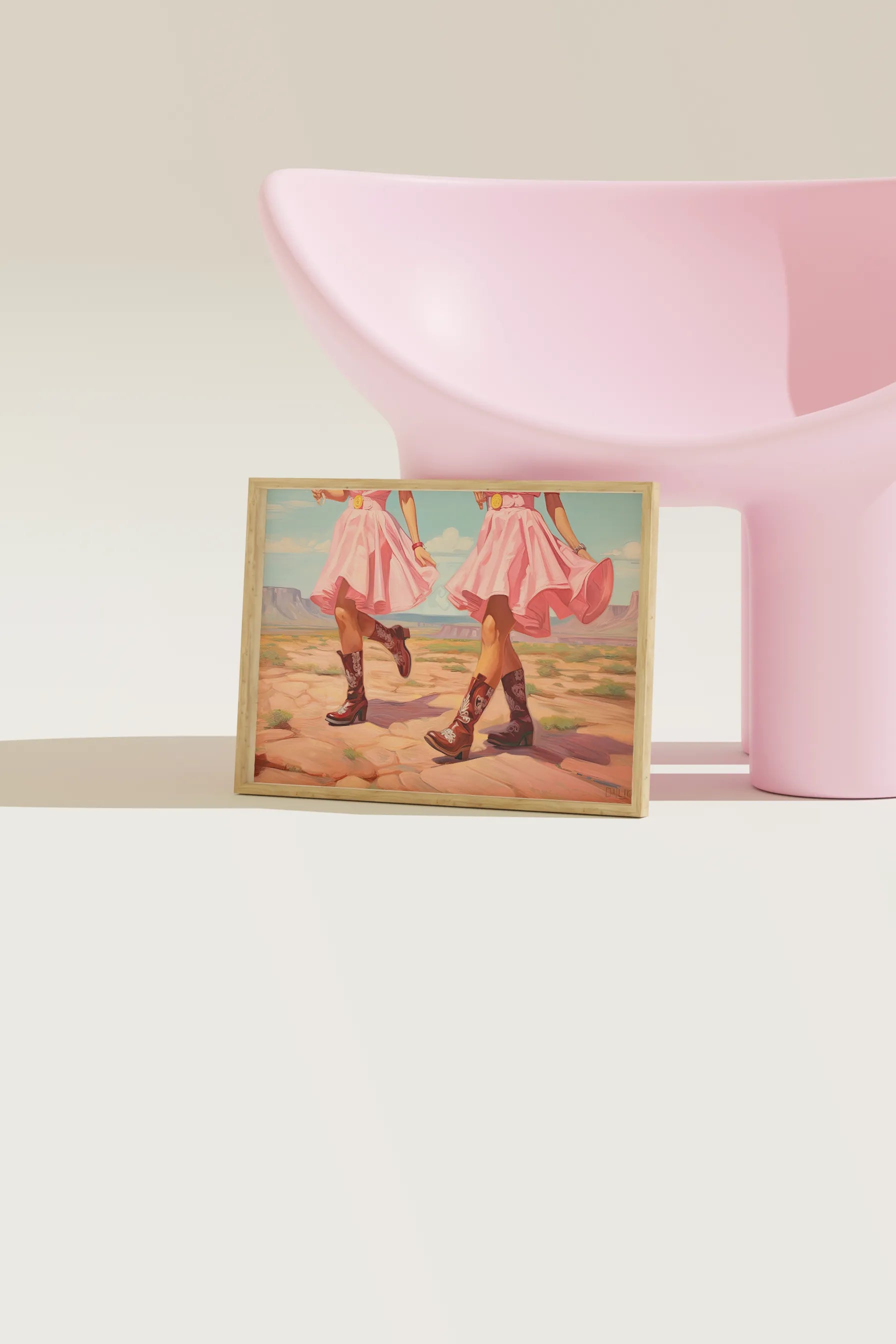 Pastel pink cowgirl painting