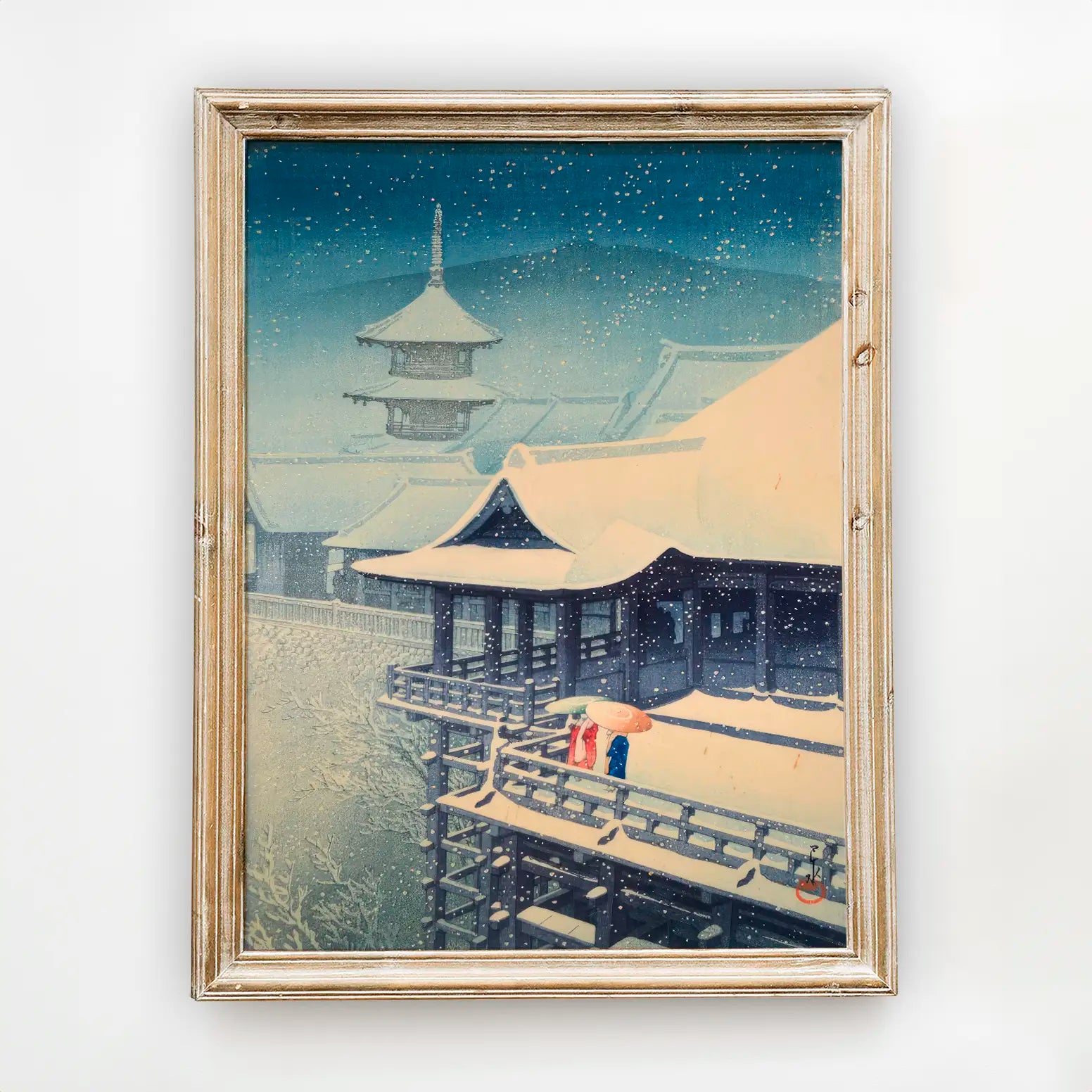 Hasui Kawase - Spring Snow, Kiyomizu Temple #204 a beautiful painting reproduction by GalleryInk.Art