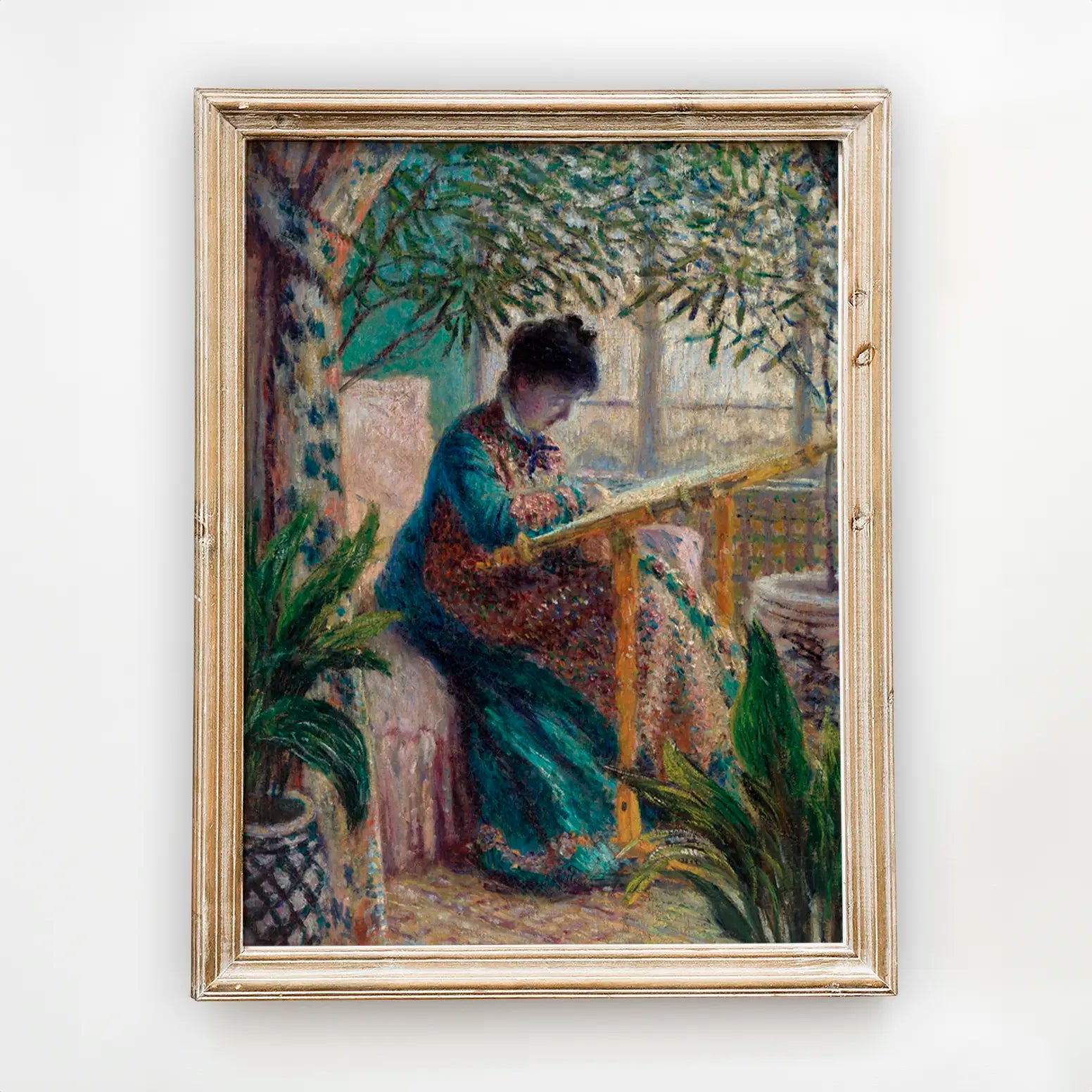 Claude Monet - Madame Monet Embroidering #monet-6 a beautiful painting reproduction by GalleryInk.Art