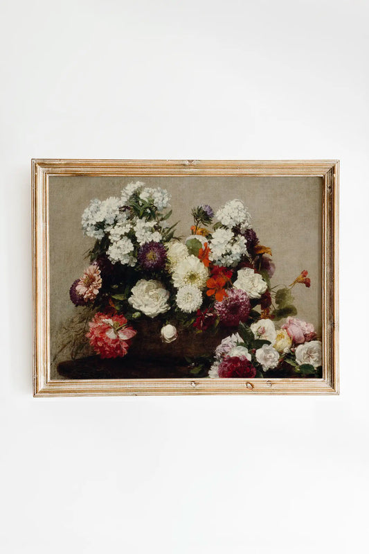 Henri Fantin-Latour - Still Life with Flowers #80 a beautiful winter painting reproduction printed by GalleryInk.Art