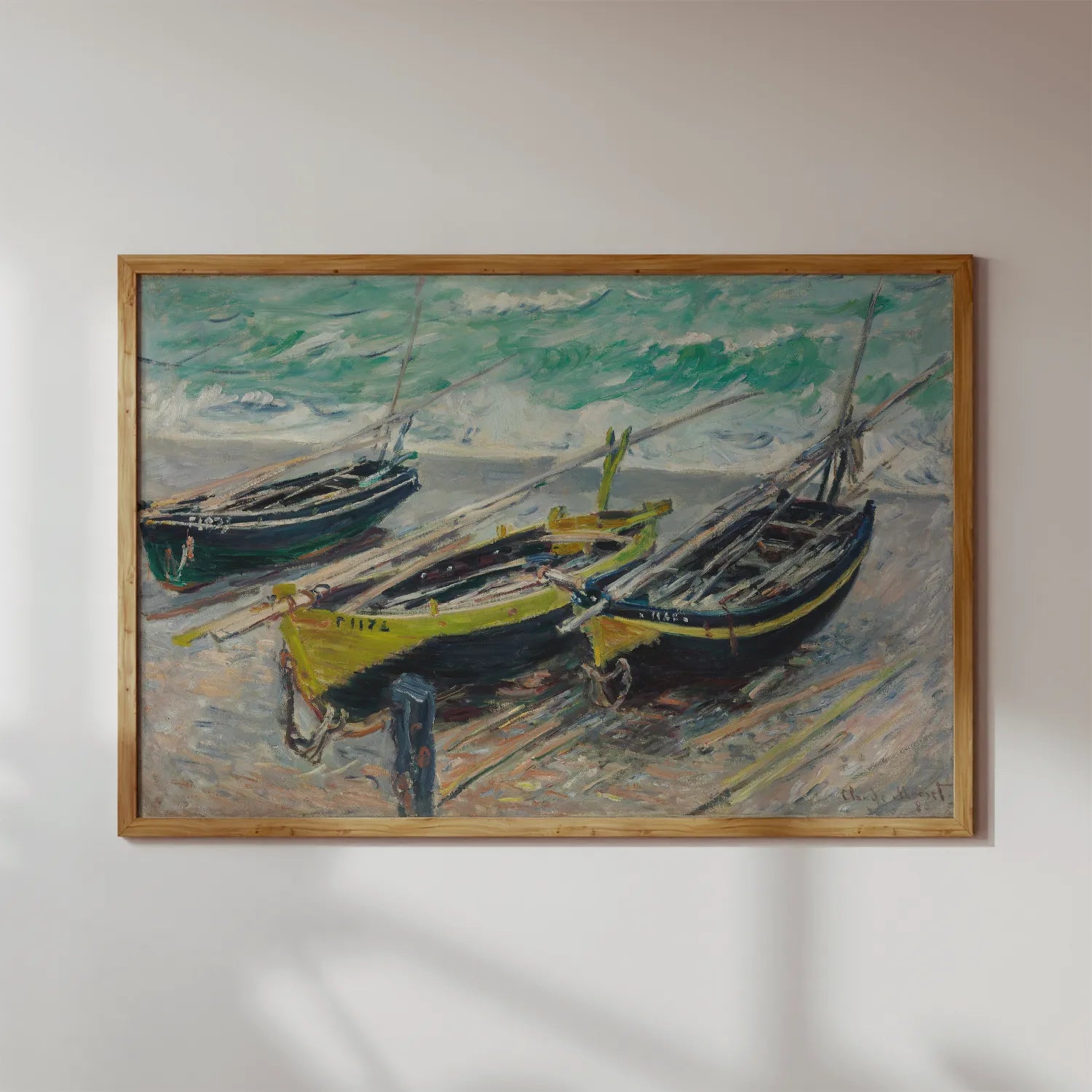 Claude Monet - Three Fishing Boats #70 a beautiful painting reproduction by GalleryInk.Art