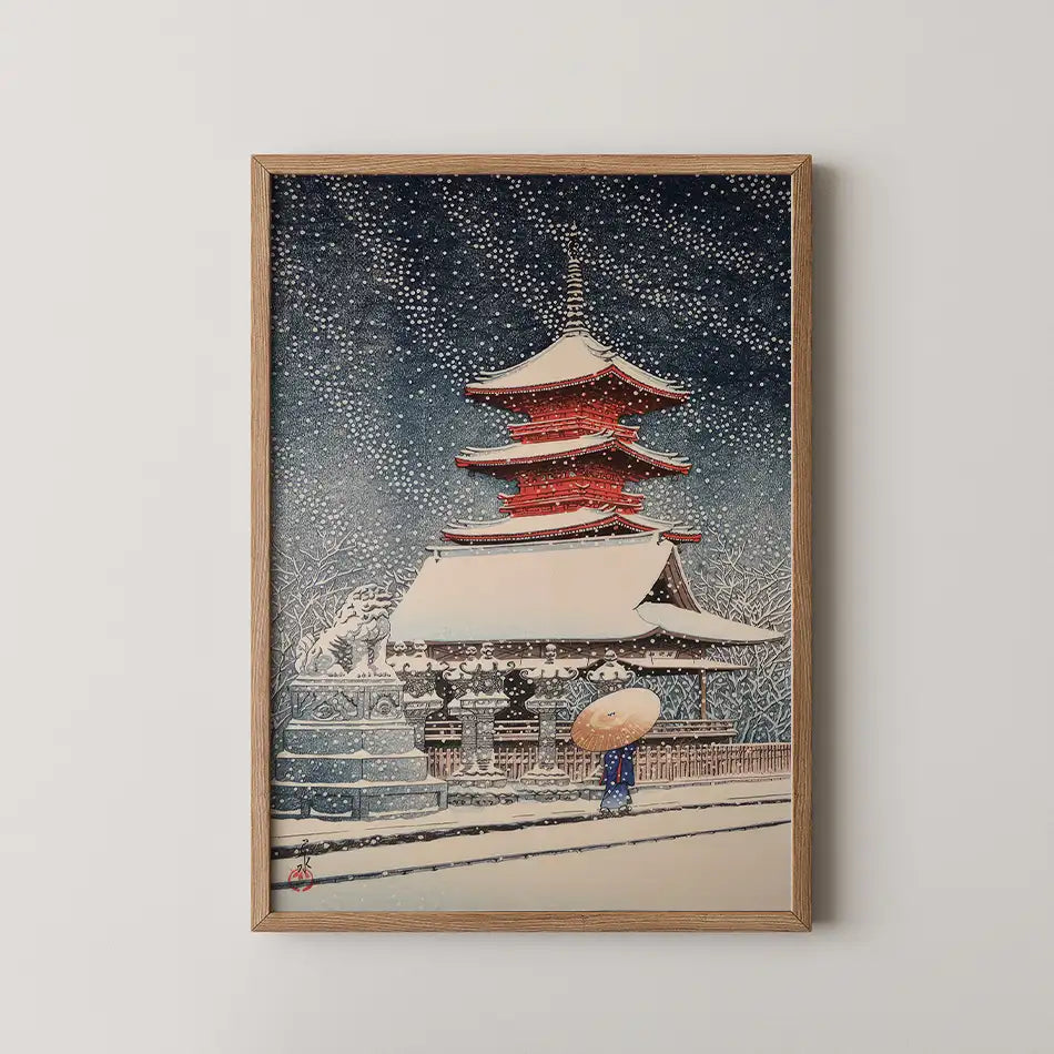 Snow at Toshogu in Ueno by Hasui Kawase - Fine Art Print