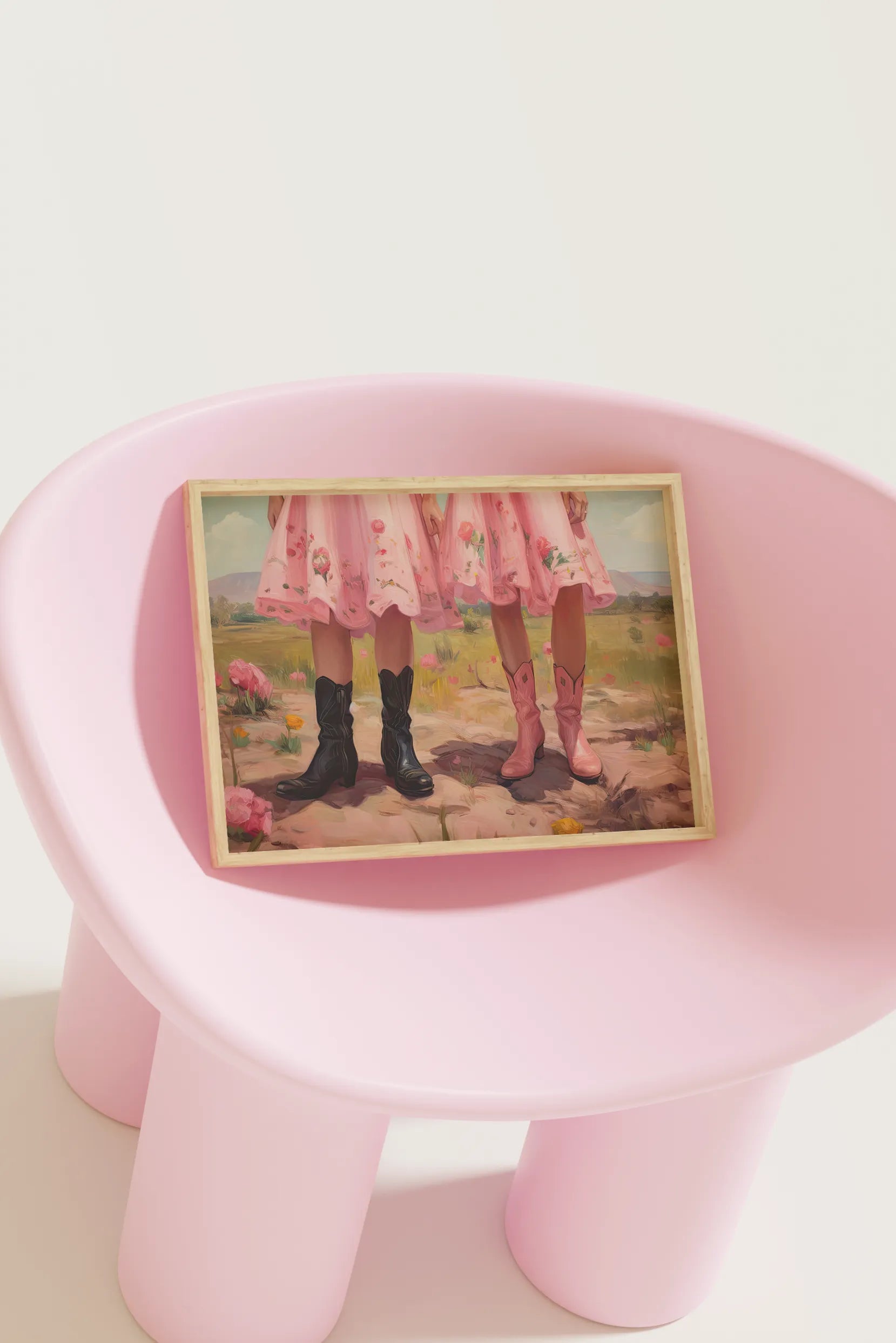 Pastel pink cowgirl painting