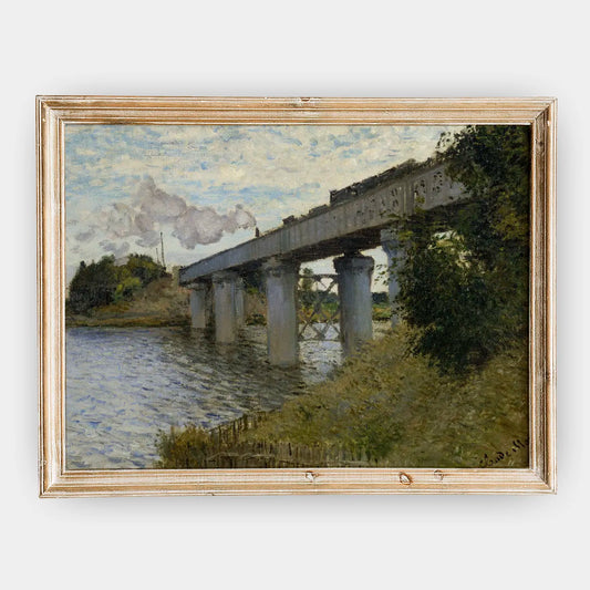 Claude Monet - The Railroad bridge in Argenteuil #67 a beautiful painting reproduction by GalleryInk.Art