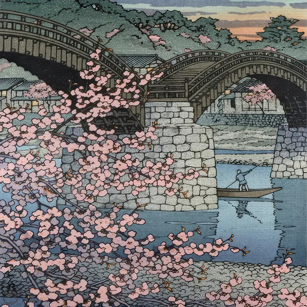 Spring Evening at Kintai Bridge by Hasui Kawase - Final Mockup Example