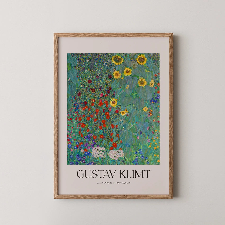 Cottage garden with sunflowers by Gustav Klimt - Fine Art Print