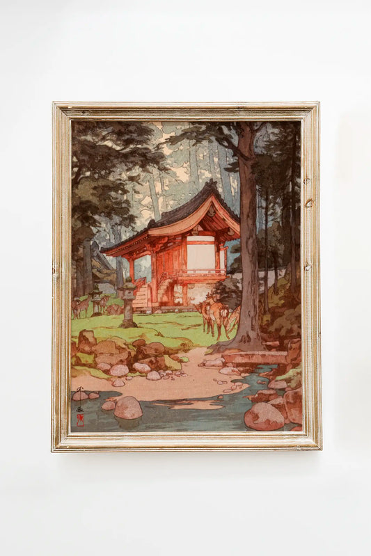 Hiroshi Yoshida - Temple in the Wood #77 a beautiful painting reproduction by GalleryInk.Art