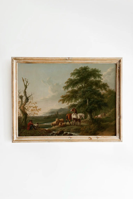 Charles Towne - Landscape with a Shepherd #26 a beautiful painting reproduction printed by GalleryInk.Art, a store providing equestrian wall art prints