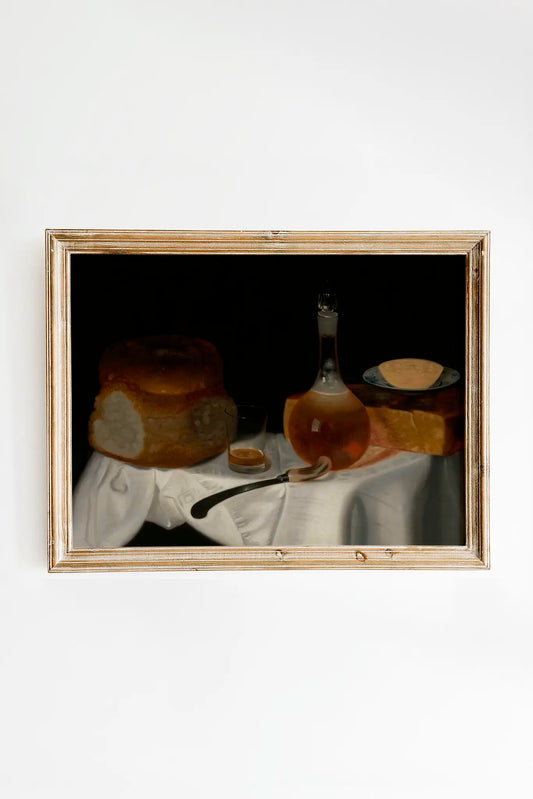 George Smith - Still Life of bread, Butter and Cheese #44 a beautiful winter painting reproduction printed by GalleryInk.Art