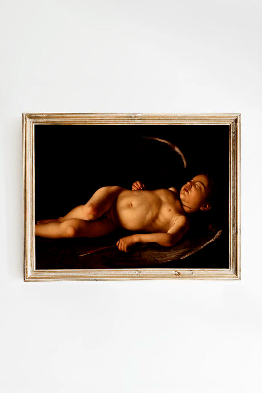 Caravaggio - Sleeping Cupid #21 a beautiful painting reproduction by GalleryInk.Art