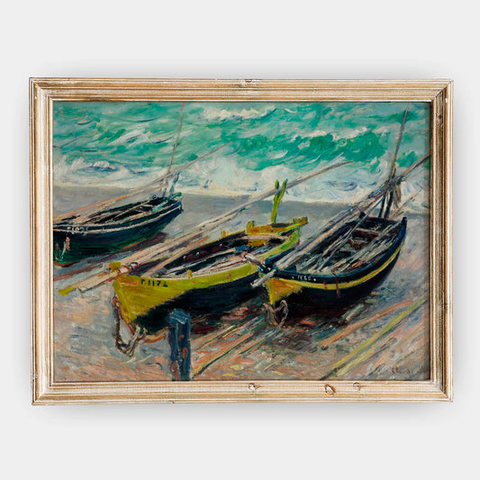 Claude Monet - Three Fishing Boats #70 a beautiful painting reproduction by GalleryInk.Art