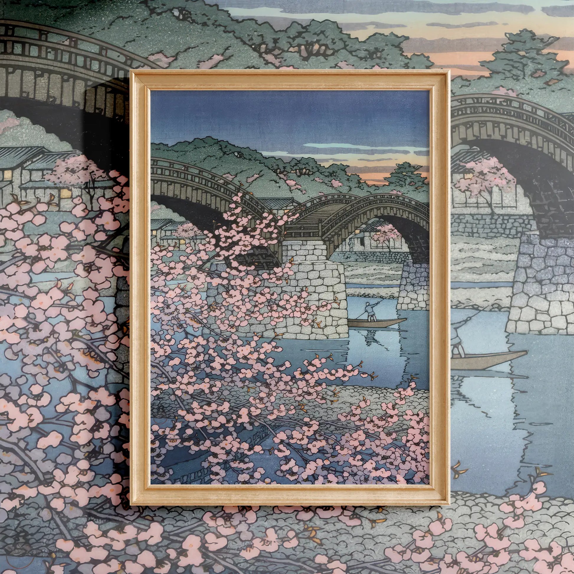 Hasui Kawase - Spring Evening at Kintai Bridge #195 a beautiful painting reproduction by GalleryInk.Art