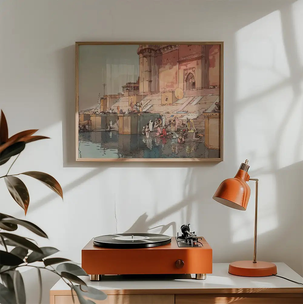 Ghat In Benaras by Hiroshi Yoshida - Art Print Mockup 3