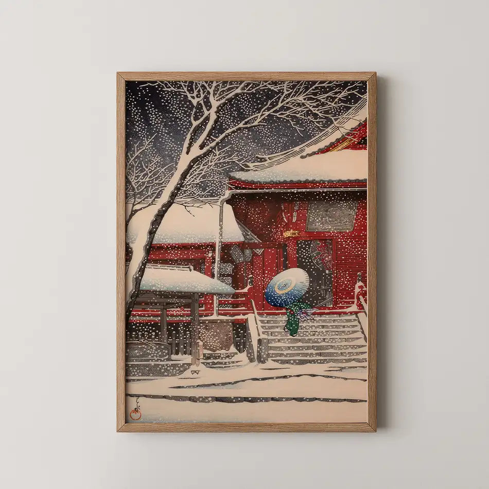 Snow at Kiyomizu Hall, Ueno by Hasui Kawase - Fine Art Print
