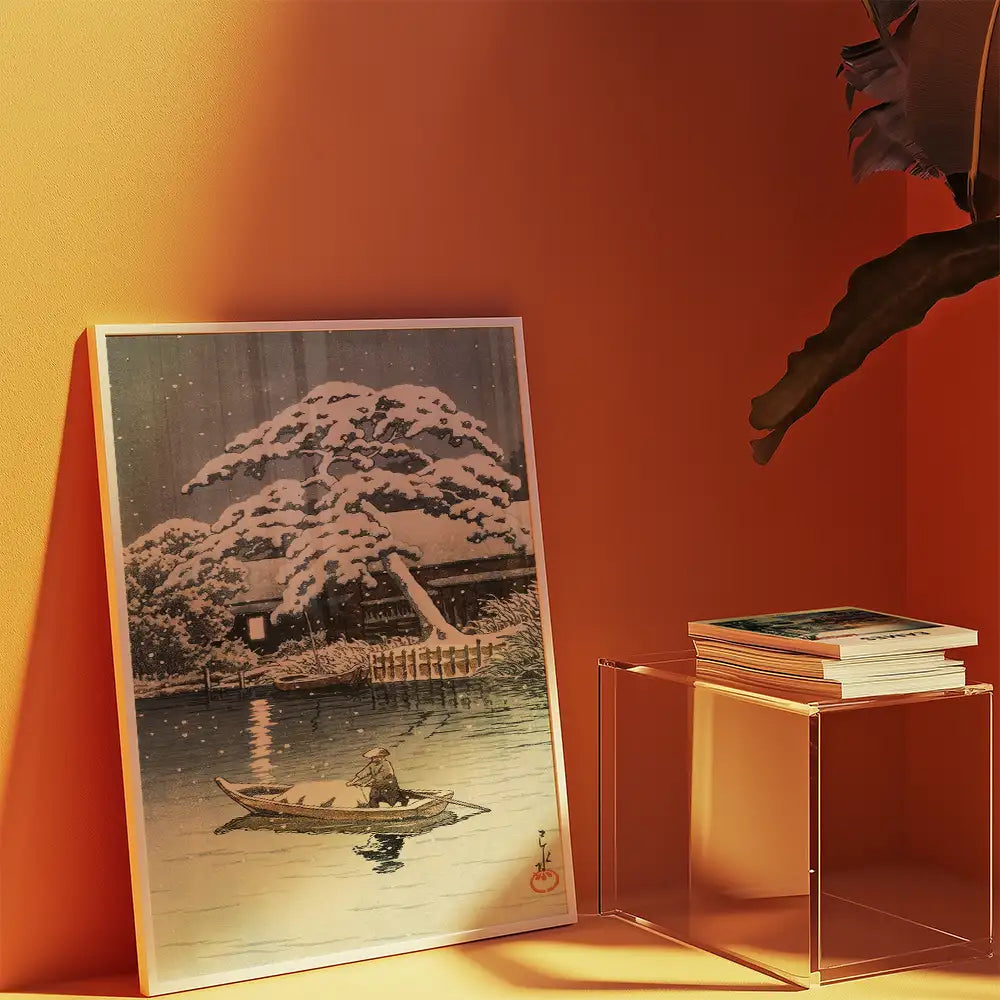 Snow at Funabori by Hasui Kawase - Art Print Mockup 3