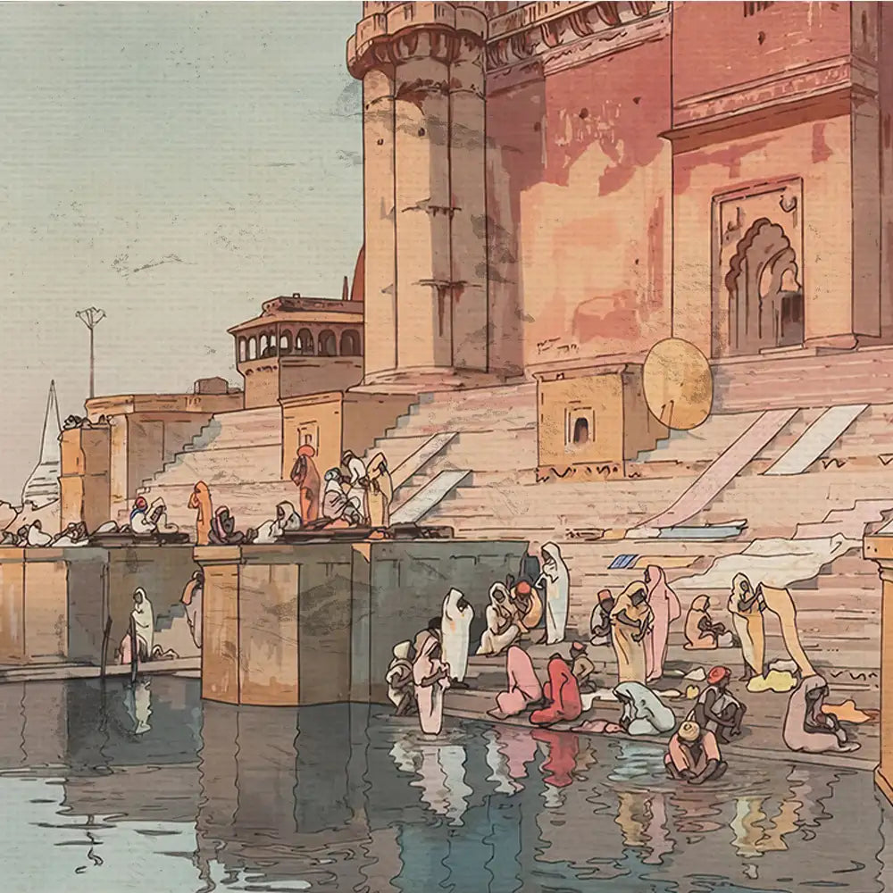 Ghat In Benaras by Hiroshi Yoshida - Final Mockup Example