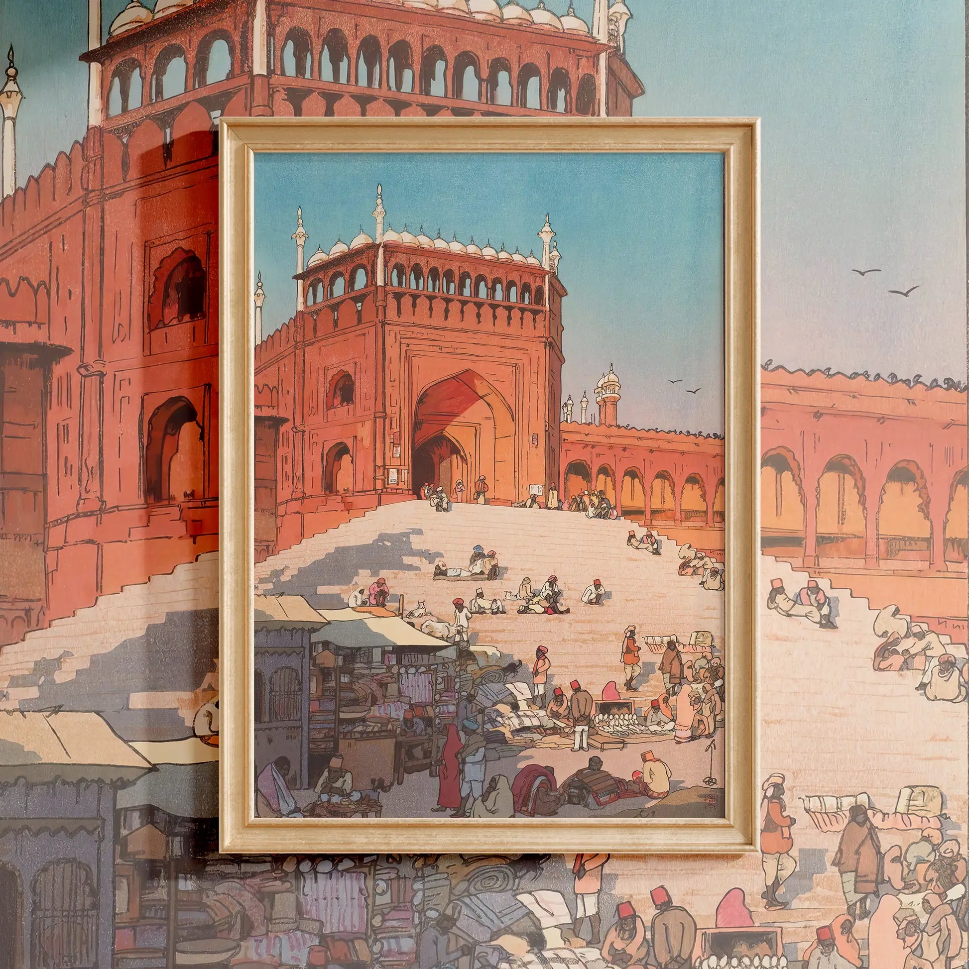 Hiroshi Yoshida - Jama Masjid Delhi #96 a beautiful painting reproduction by GalleryInk.Art