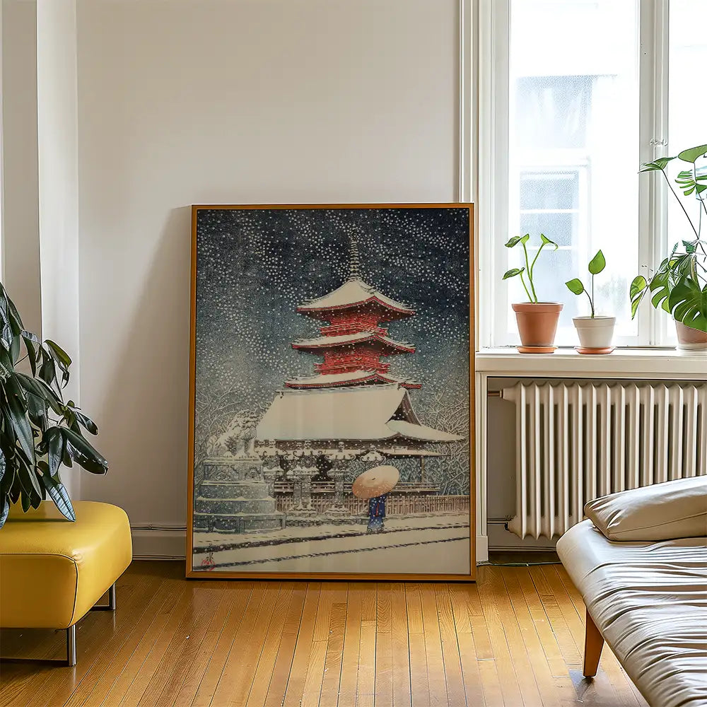 Snow at Toshogu in Ueno by Hasui Kawase - Art Print Mockup 3