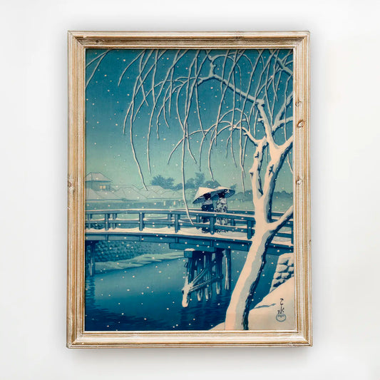 Hasui Kawase - Evening Snow, Edo River #256 a beautiful painting reproduction by GalleryInk.Art