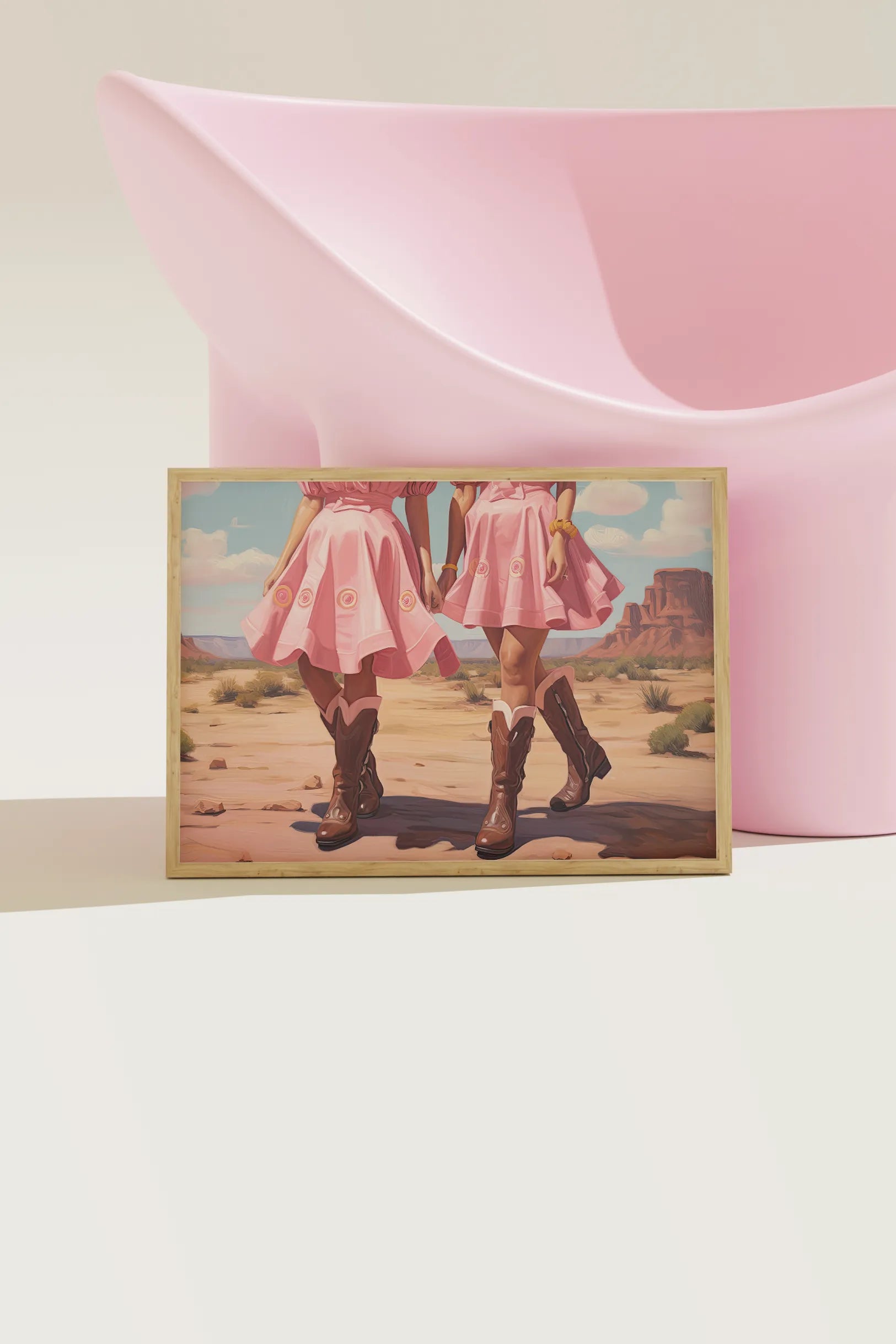 Pastel pink cowgirl painting