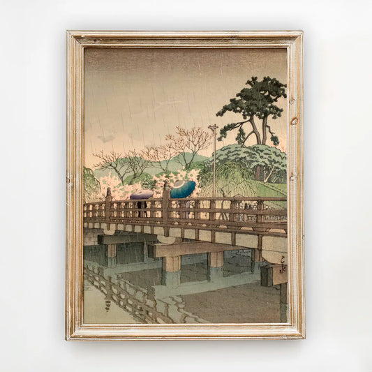 Hasui Kawase - Spring Rain at Benkei Bridge #202 a beautiful painting reproduction by GalleryInk.Art