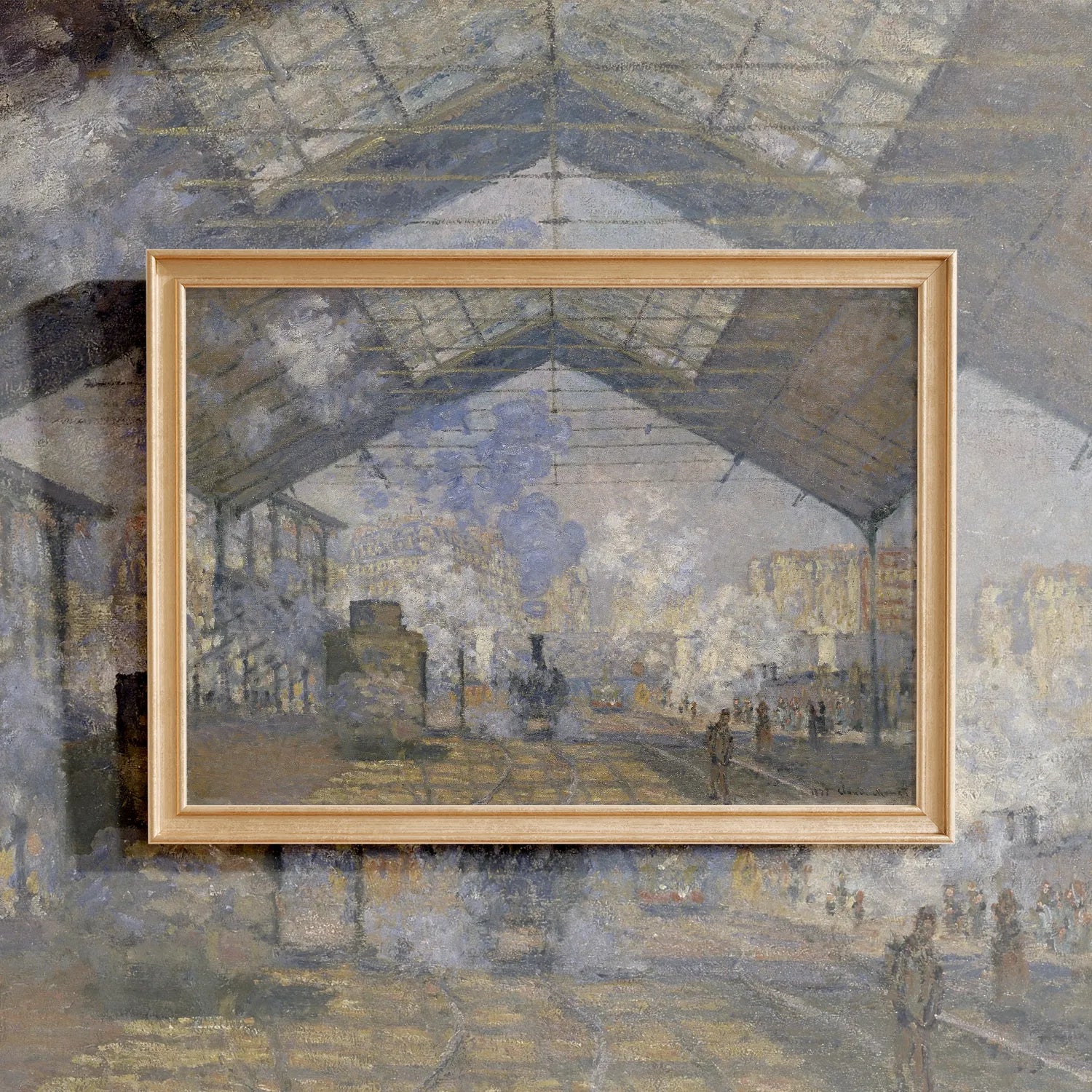 Claude Monet - The Saint-Lazare Station #66 a beautiful painting reproduction by GalleryInk.Art