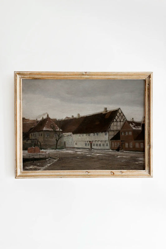 Johan Rohde - Winter Evening in Ribe, Jutland #2 a beautiful winter painting reproduction printed by GalleryInk.Art