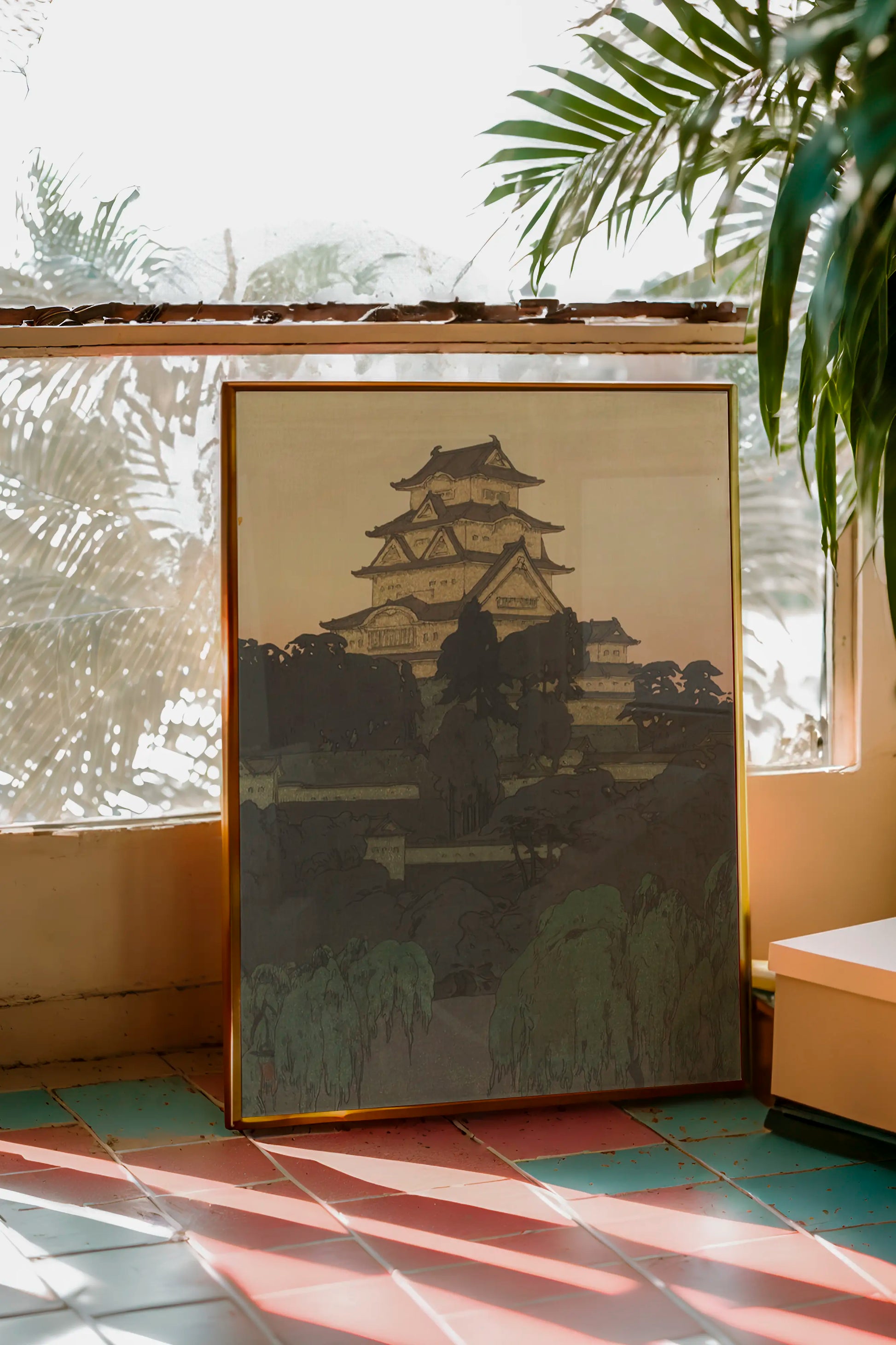 Hiroshi Yoshida - Himeji Castle - Evening, Taisho era #209 a beautiful painting reproduction by GalleryInk.Art