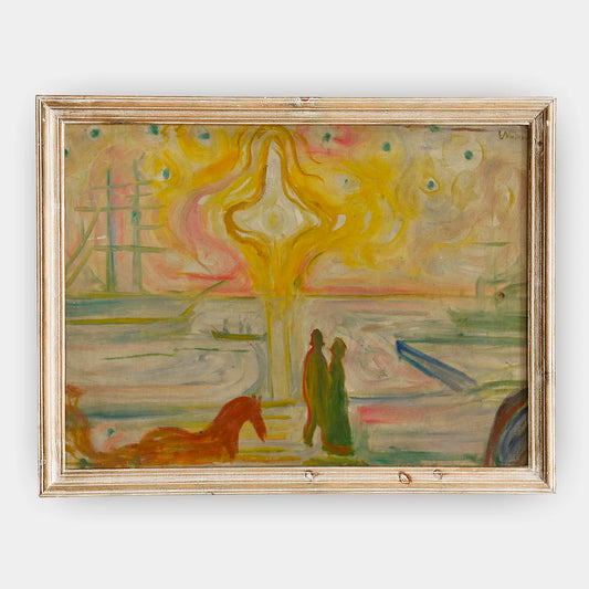 Edvard Munch - Sunrise In The Harbour #70 a beautiful painting reproduction by GalleryInk.Art