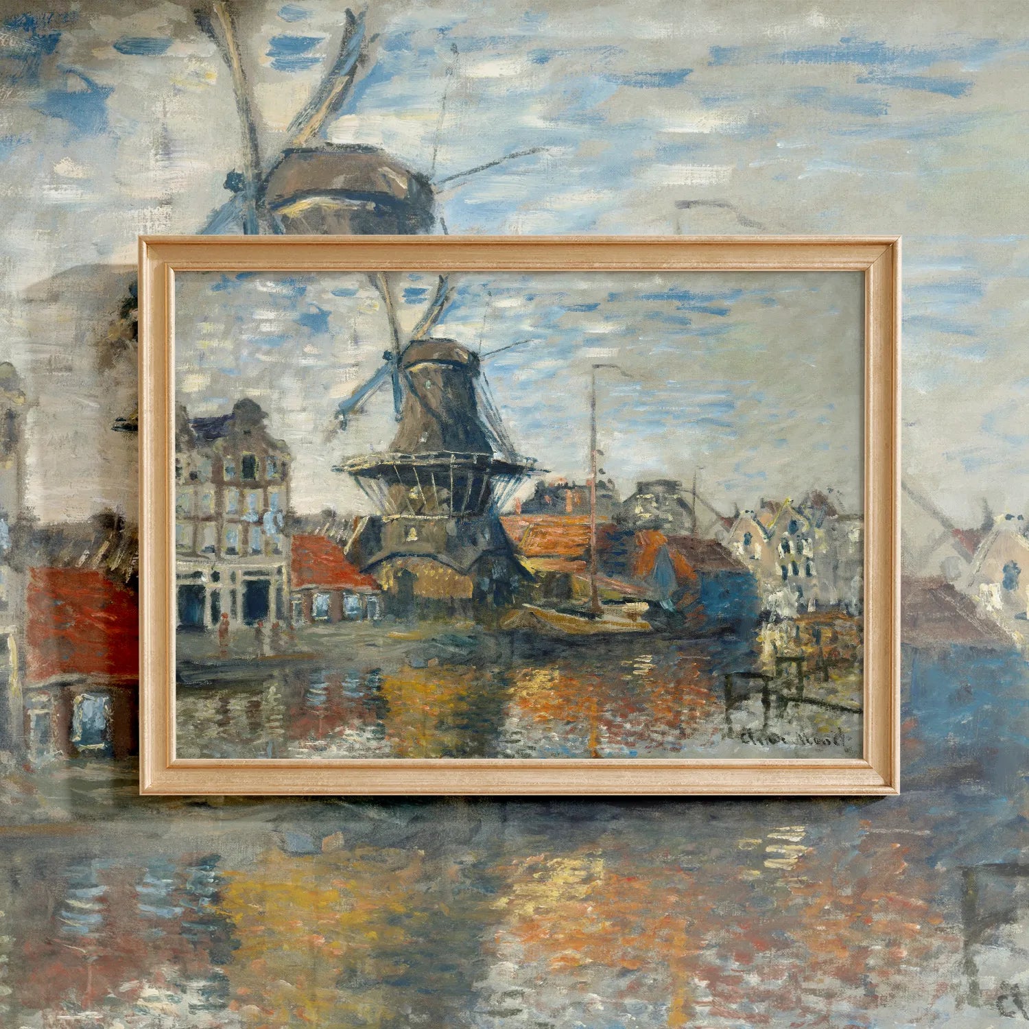 Claude Monet - The Windmill on the Onbekende Gracht, Amsterdam #172 a beautiful painting reproduction by GalleryInk.Art