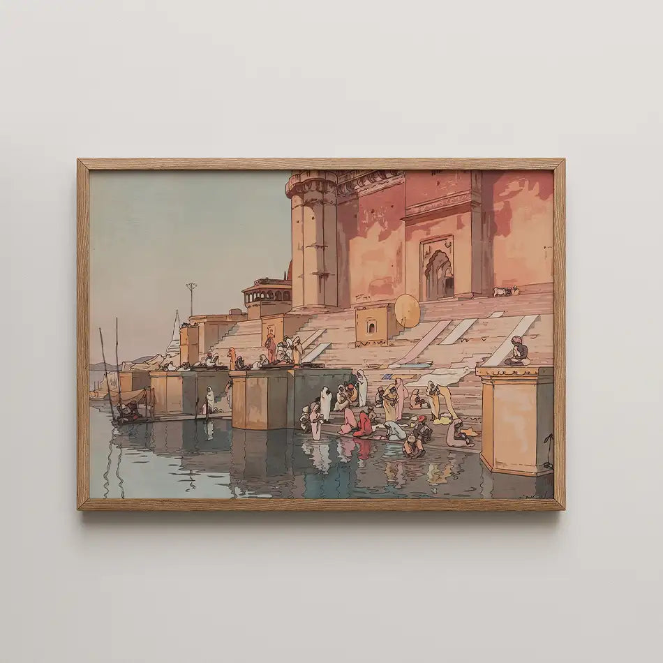 Ghat In Benaras by Hiroshi Yoshida - Fine Art Print