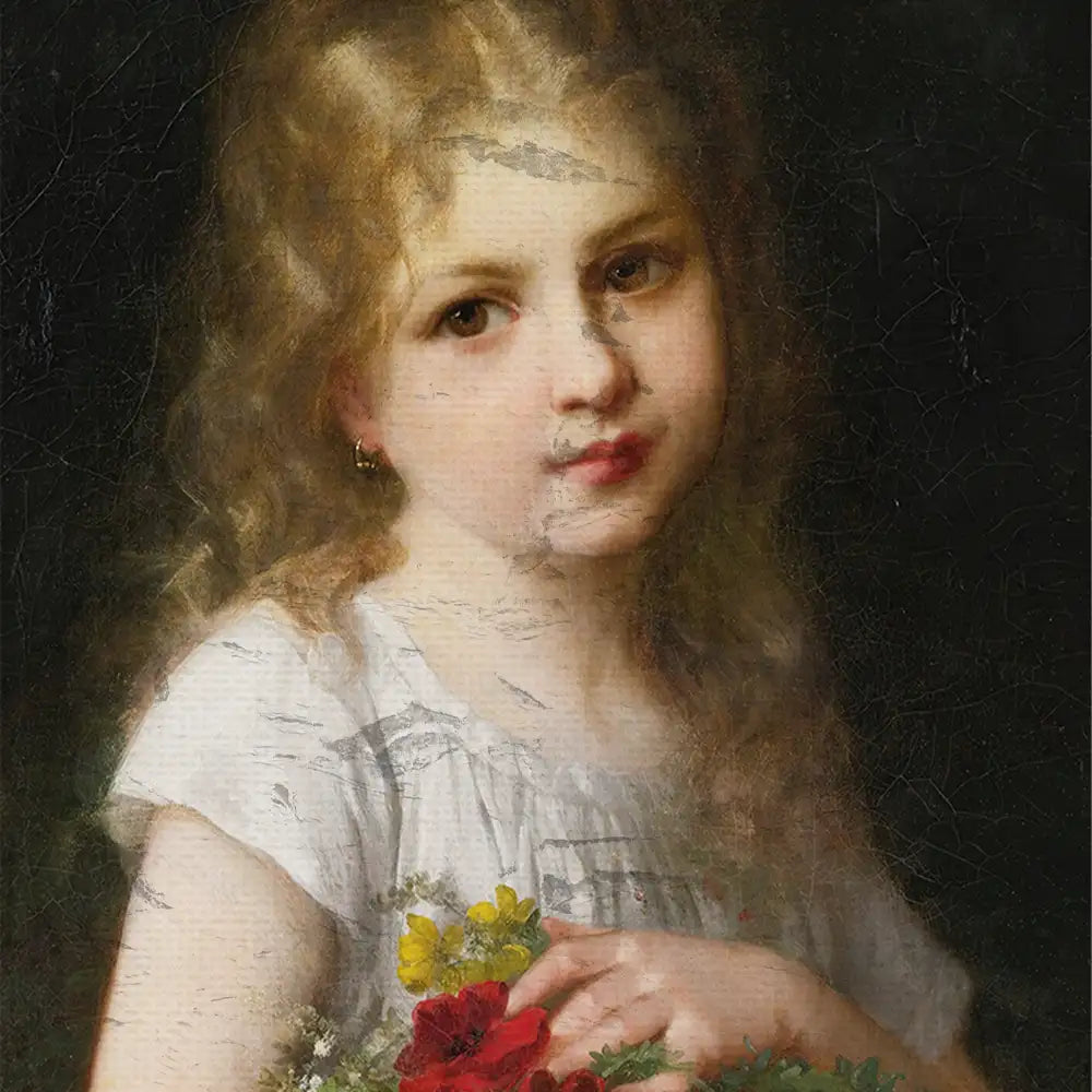 A young girl holding a bouquet by Gustave Doyen - Final Mockup Example