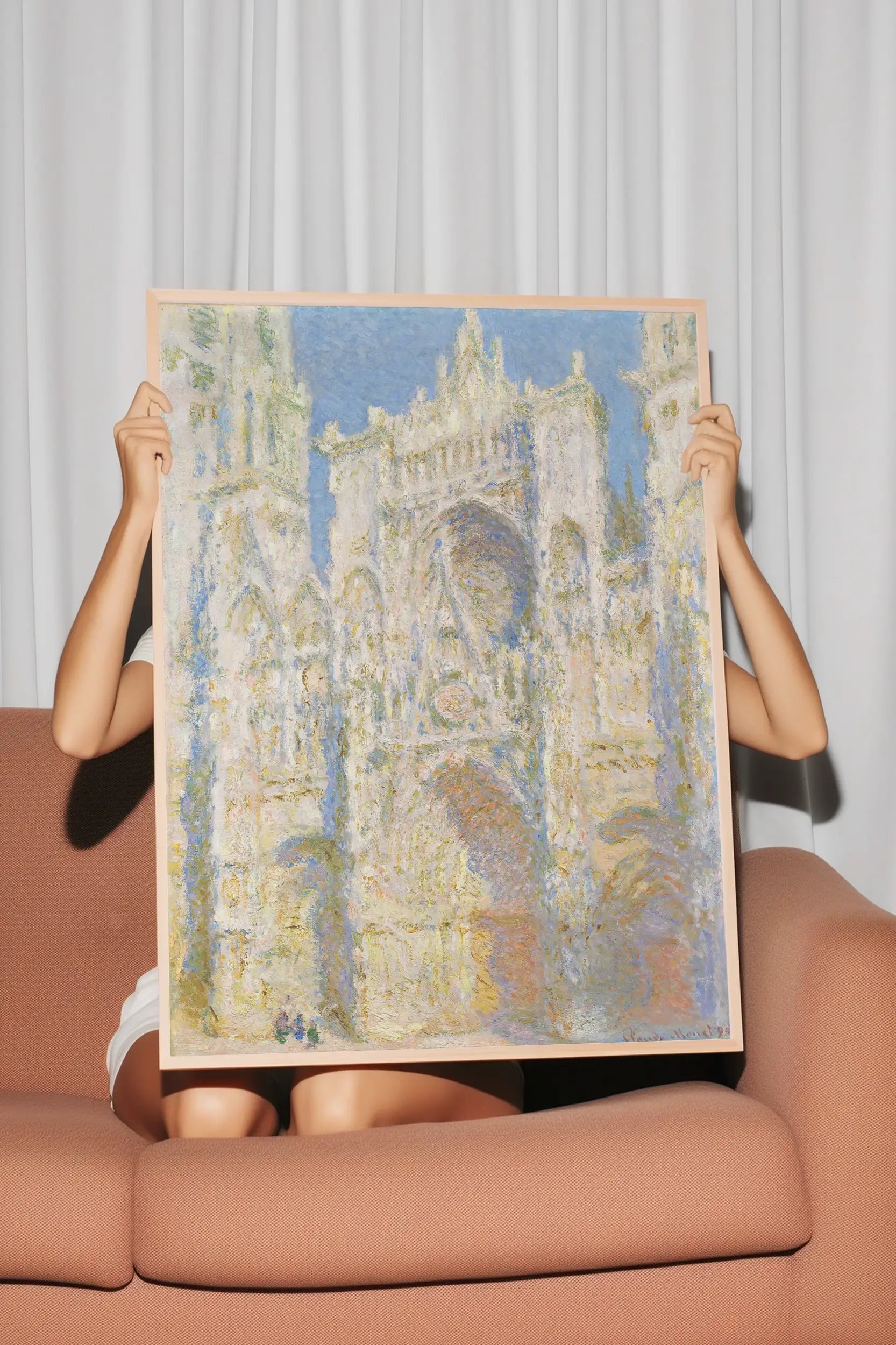 Claude Monet - Rouen Cathedral, West Façade, Sunlight #monet-52 a beautiful painting reproduction by GalleryInk.Art