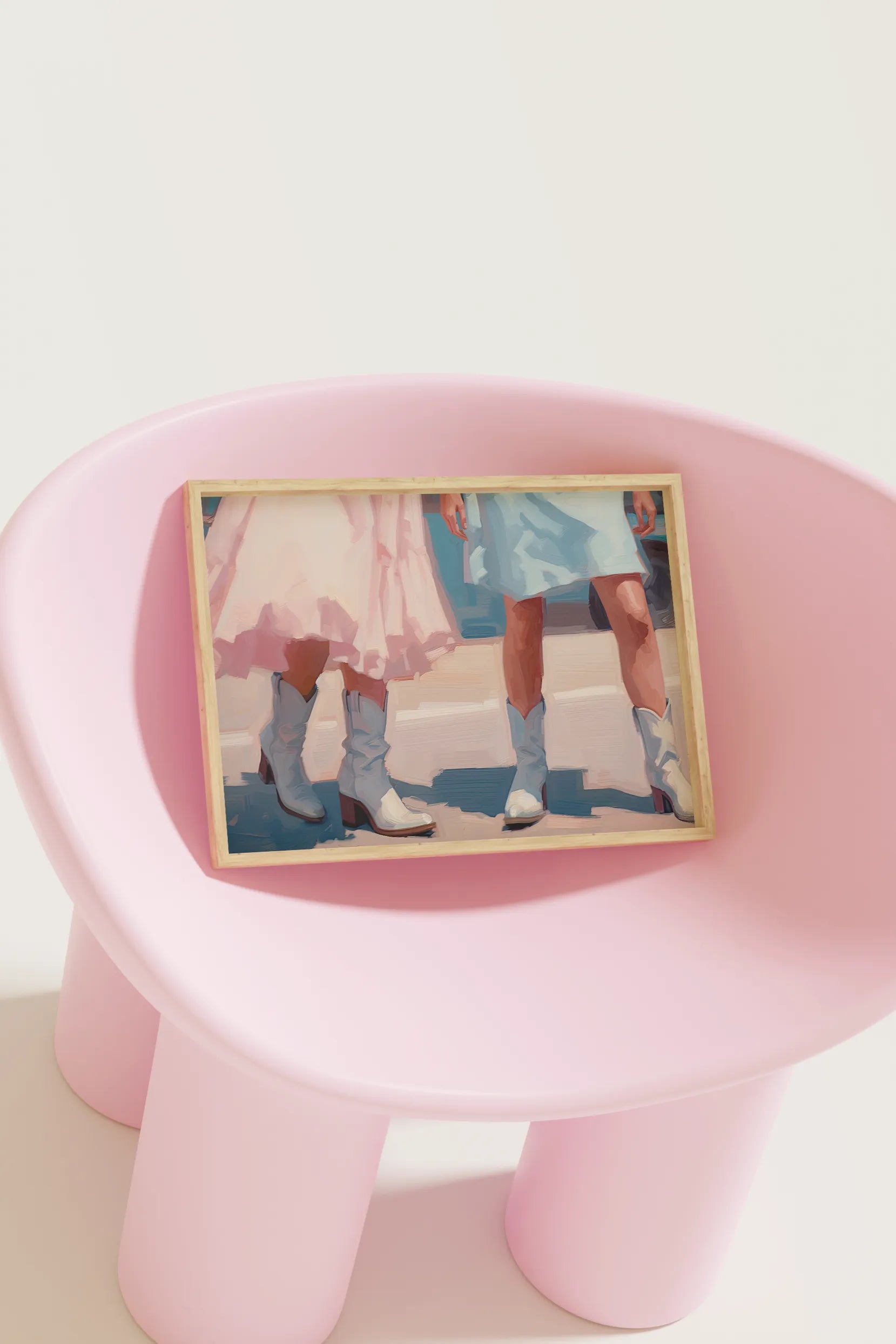 Pastel pink cowgirl painting