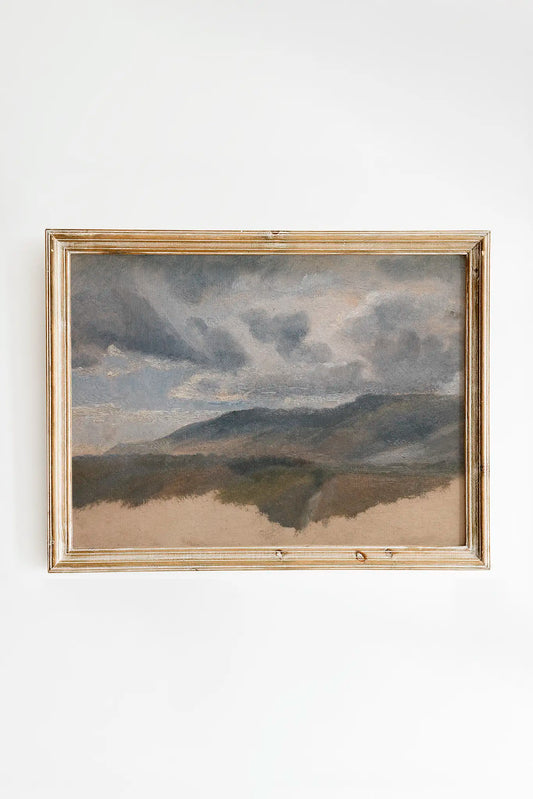 Emile Loubon - Landscape Study with Clouds #124 a beautiful seascape painting reproduction printed by GalleryInk.Art