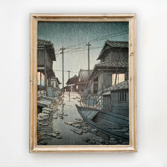 Hasui Kawase - Night Rain at Kawarago #135 a beautiful painting reproduction by GalleryInk.Art