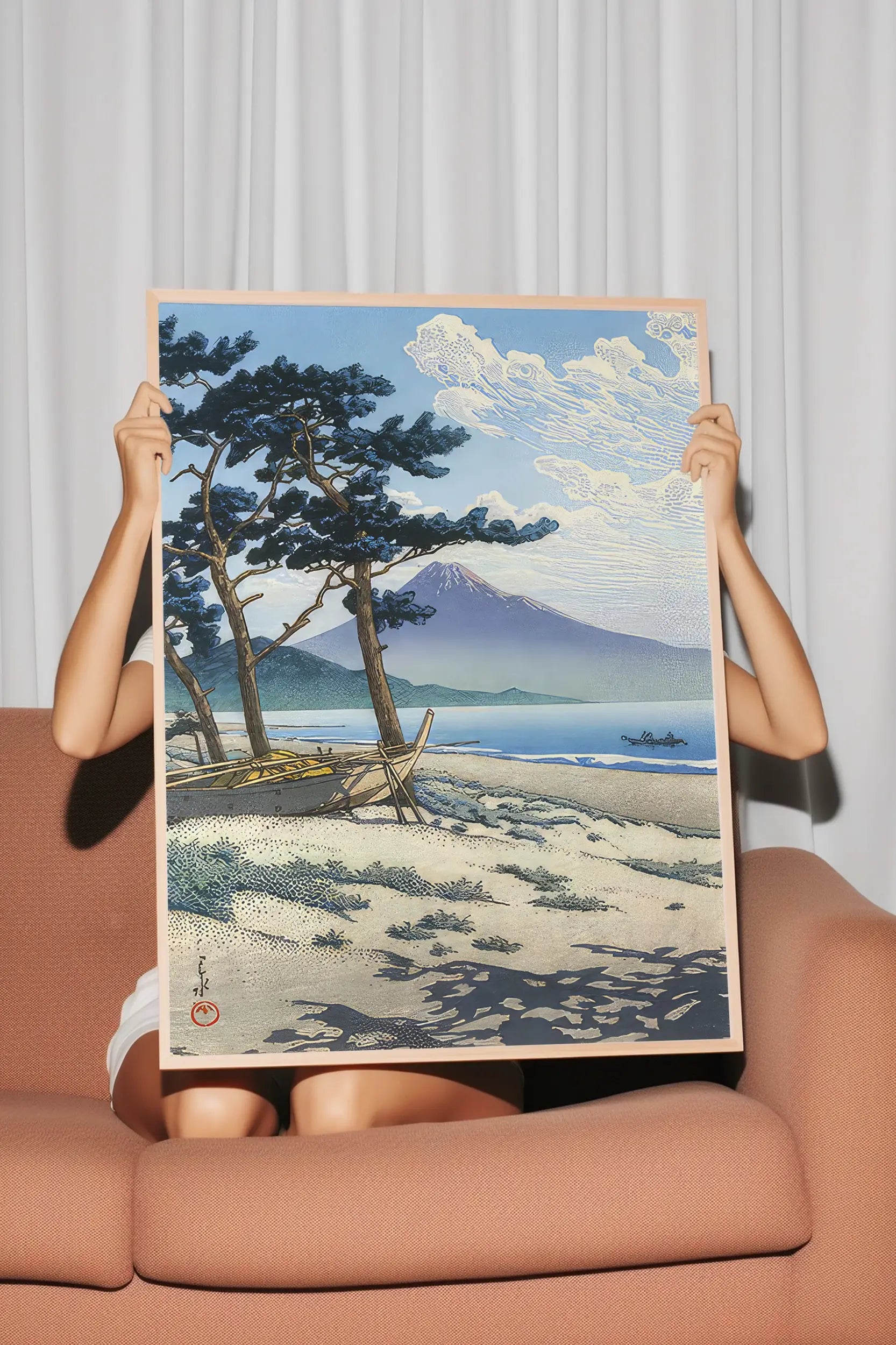 Hasui Kawase - Pines at Miho Seashore a beautiful painting reproduction by GalleryInk.Art