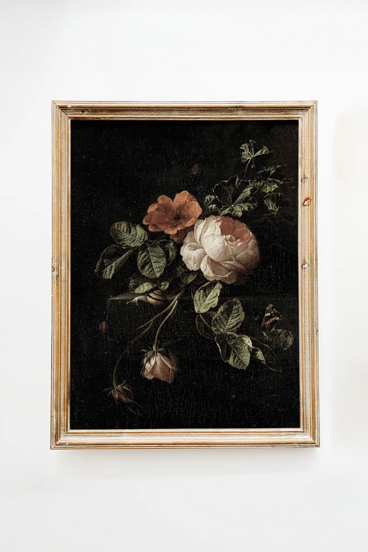 Elias van den Broeck - Stilleven met rozen #27 a beautiful painting reproduction printed by GalleryInk.Art, a store providing still life wall art prints