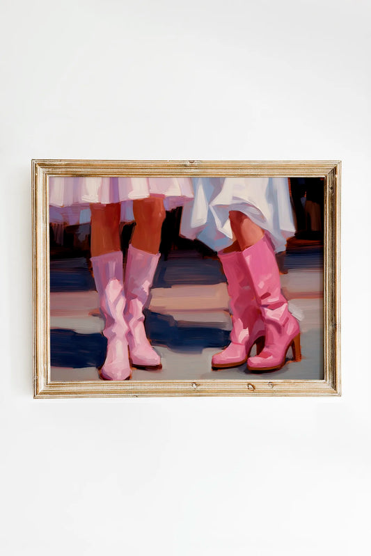 Pastel pink cowgirl painting