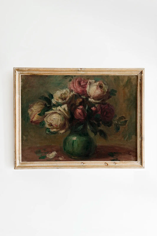 Auguste Renoir - Roses in a Vase #23 a beautiful winter painting reproduction printed by GalleryInk.Art