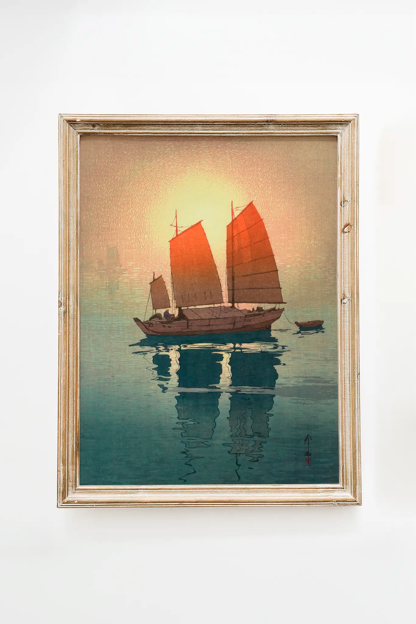 Hiroshi Yoshida - Sailing Boats in the Morning - Inland Sea #74 a beautiful painting reproduction by GalleryInk.Art